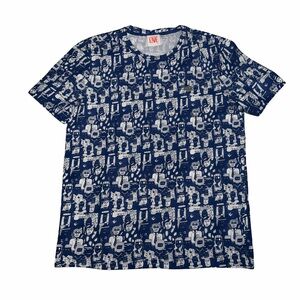 Lacoste Live Graphic Tee All Over Print Blue Rare Streetwear Shirt